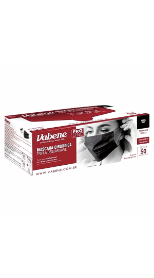 VABENE MASCARA CIRÚRGICA DESCARTAVEL COM 50 COR PRETA