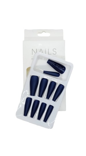 NAIL UNHA POSTIÇA C/12 AZUL MARINHO