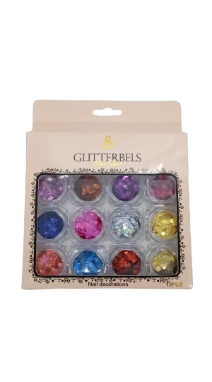 GLITTERBELS NAIL DECORATIONS C/12