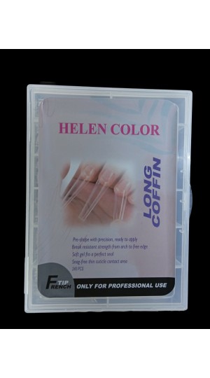 HELEN COLOR UNHA TIPS LONG COFFIN ALONGADA C/240 TRANSPARENTE REALISTA