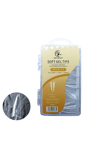 STAY BEAUTY SOFT GEL TIPS UNHA POSTIÇA COM 100 TRANSPARENTE